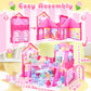 Amidear Foldable Dollhouse 2024, Dream 3-Story Princess Doll House Playset With Furniture Slide, Pink Toddler Toy House For 3 4
