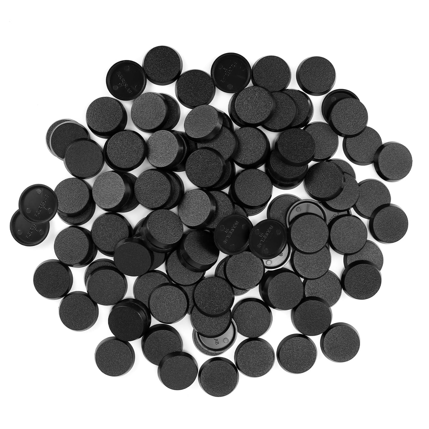 TITAWU 100PCS Miniature Bases+120PCS Adhesive, 25mm/0.98inch Textured Plastic Black Round Model Base for Gaming Miniatures or Wa