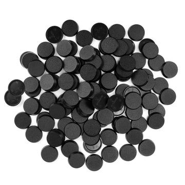TITAWU 100PCS Miniature Bases+120PCS Adhesive, 25mm/0.98inch Textured Plastic Black Round Model Base for Gaming Miniatures or Wa