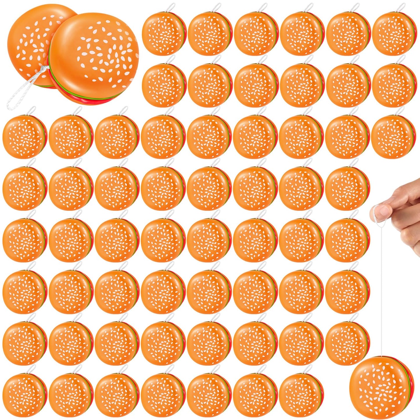 Leitee 150 Pieces Hamburger Yo Yo Toys Plastic Burger Party Favors for Boys Girls Adults Birthday Party Favors Classroom Prizes 