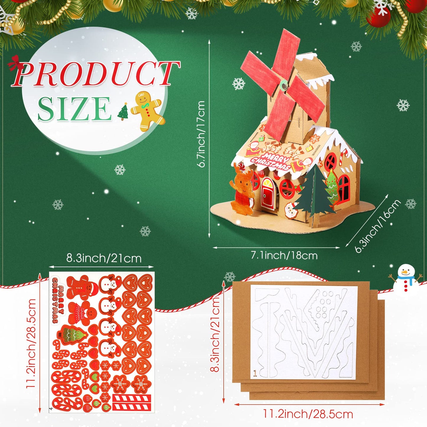 6 Sets Christmas Gingerbread House Kit Christmas Crafts for Kids Mini Christmas Cardboard Make-a-Gingerbread House Craft for Boy