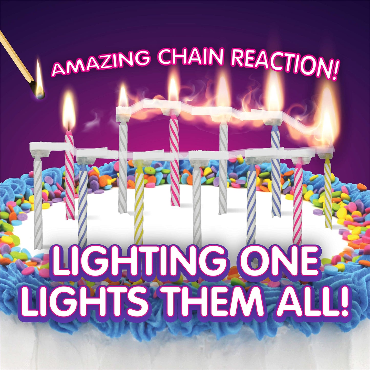 BEST PARTY EVER! Quick Light Birthday Candles - Multi-Color 4-Pack - Paraffin Wax - Amazing Chain Reaction - Model 3439A