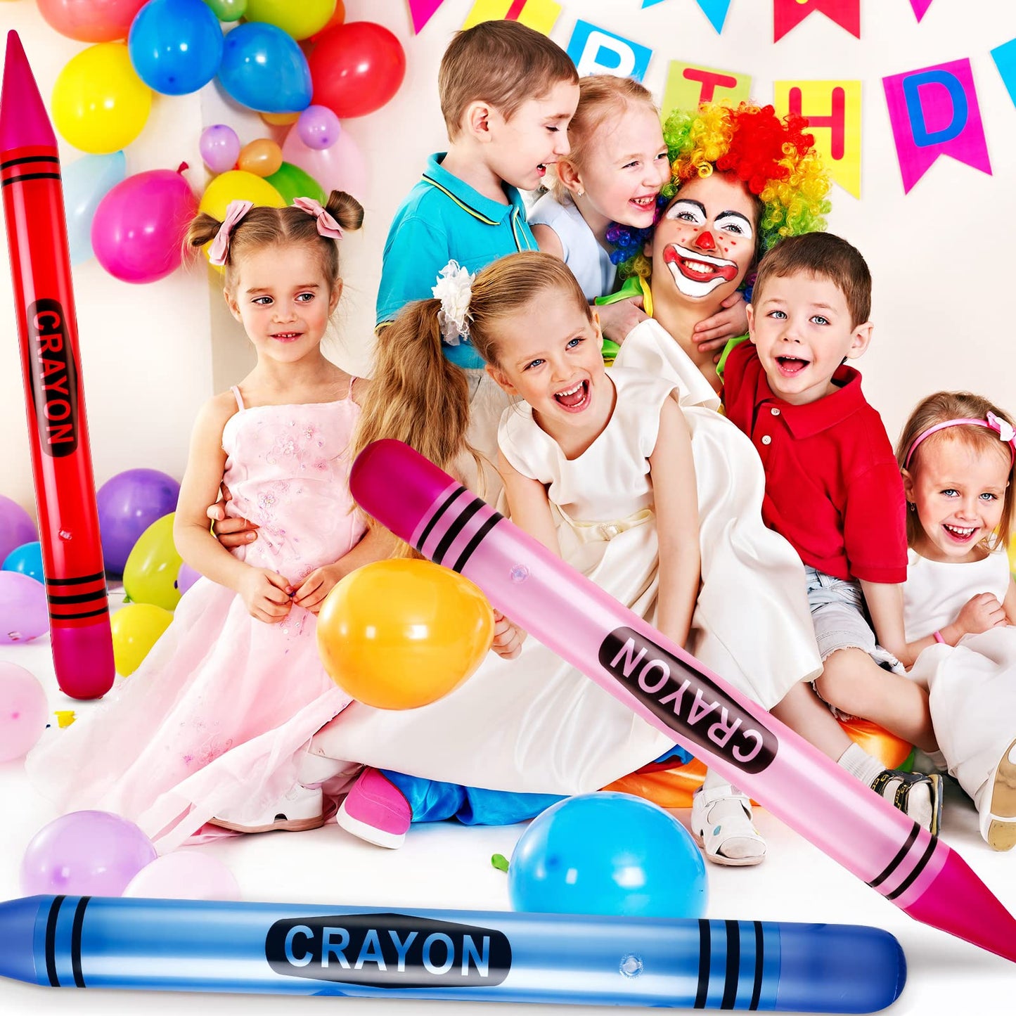 Raiten 12 Pcs Inflatable Crayons Jumbo 41.34 Inch Big Blow up Crayon Set Thick Large Inflatable Crayon Decorations Giant Crayons