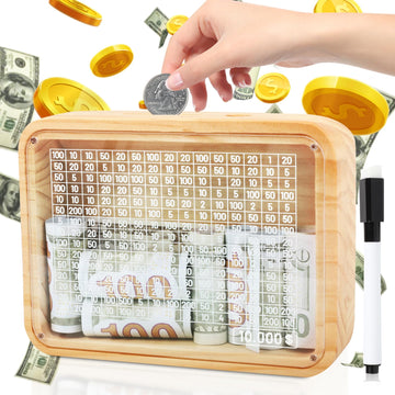 Money Saving Box, Wooden Bank For Boys And Girls, Reusable Cash Vault Wooden Money Vault Adults Cash Money Box With Counter For