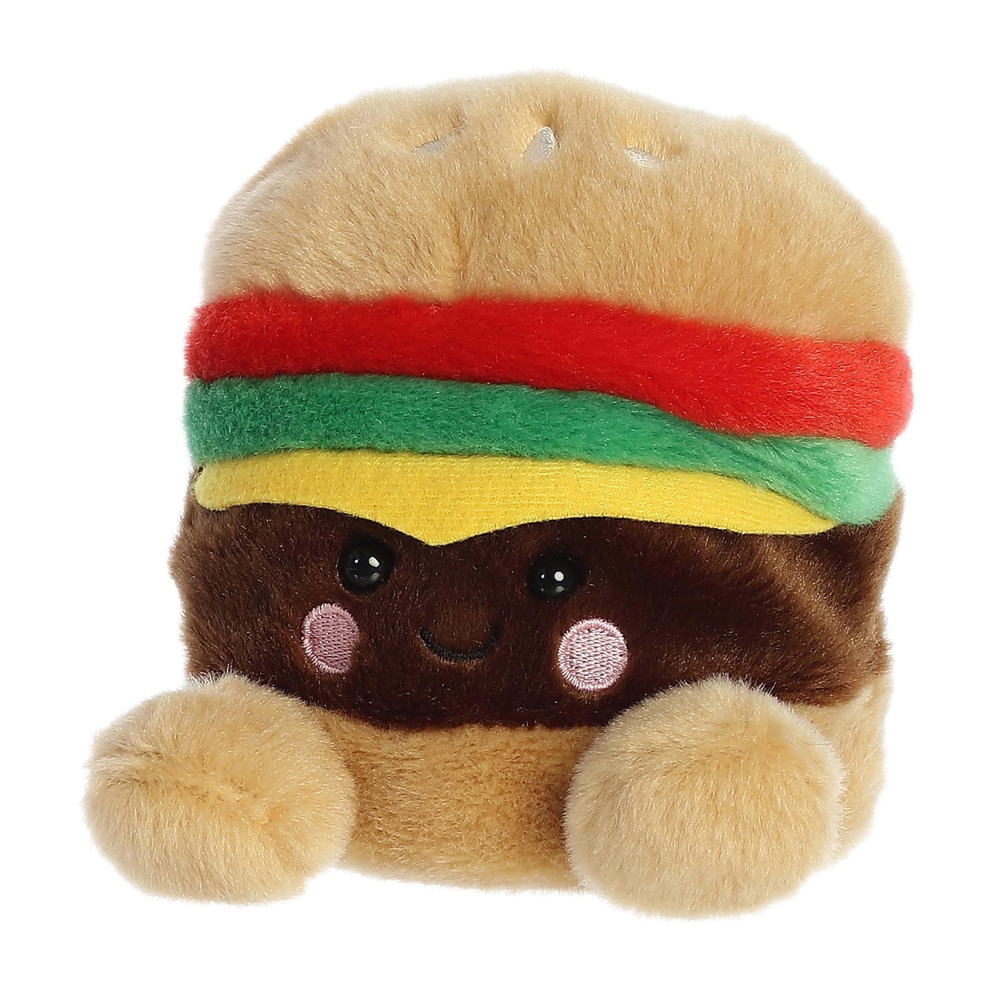 Aurora Adorable Palm Pals Charles Cheeseburger Stuffed Animal, Brown, 5 Inches, Pocket-Sized, Collectable Fun, Model 33881