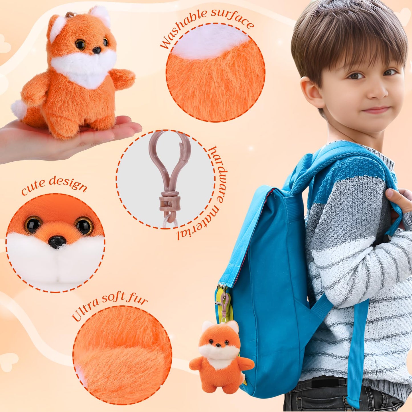 Aoriher 4 Pcs Fox Plush Stuffed Animal Small Plushies Doll Birthday Gift Plush Toy Set for Boys Girls Animal Theme Party Decor N