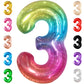 KatchOn, Giant Jelly Rainbow 3 Balloon Number - 40 Inch | Number 3 Balloon for 3rd Birthday Girl Decorations | 3rd Birthday Ball