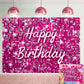 Pink Flash Square Photography Backdrop Hot Pink Happy Birthday Glitter Shinning Sequin Wall Panels Shimmer Wall Background for G