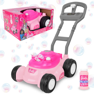 Barbie Bubble Lawn Mower for Toddlers, Bubble Blowing Machines, Indoor and Outdoor Gardening Toy, Birthday, Party Favor for Pres