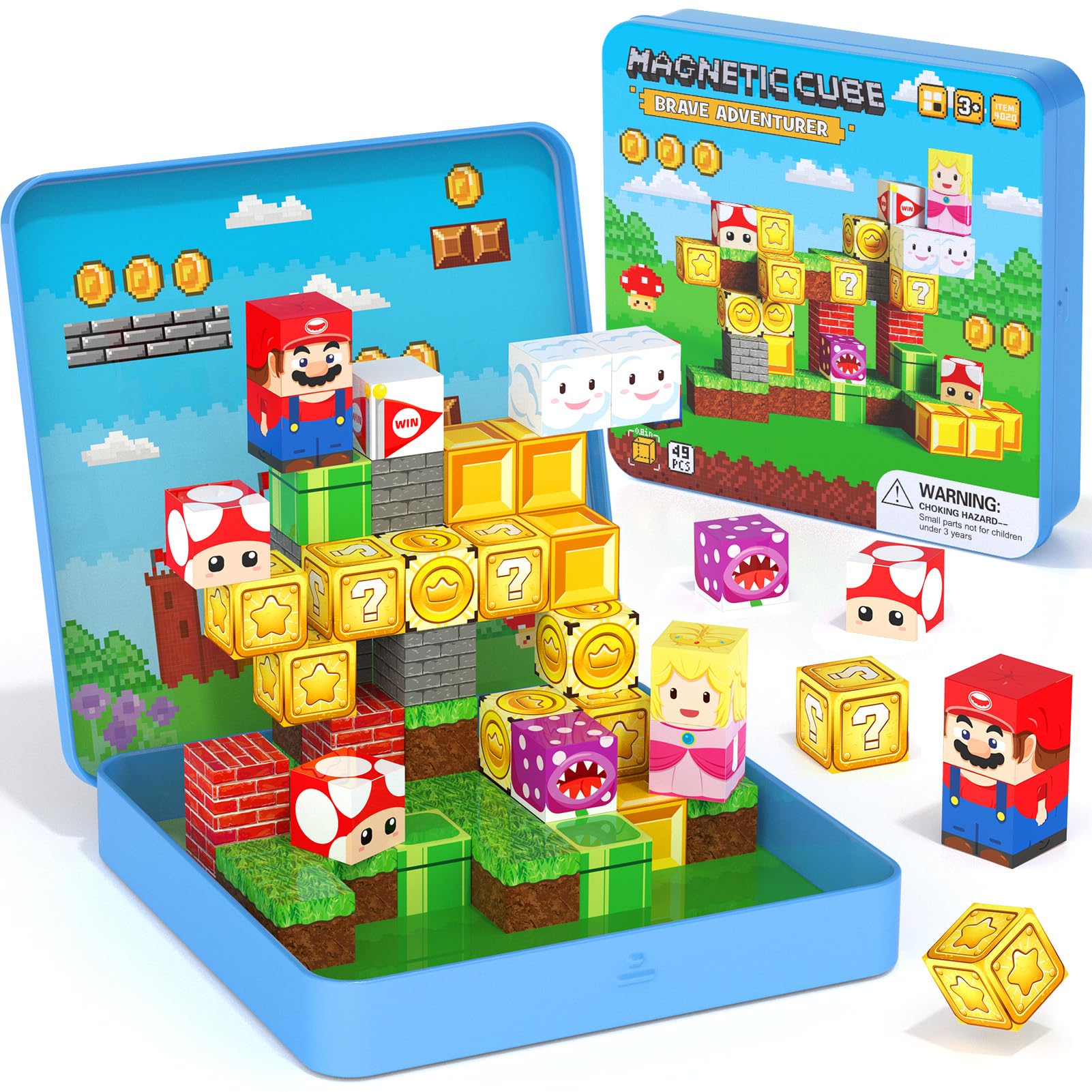 Mini Magnetic Blocks - 49 Pcs Travel Magnet Building Blocks For Toddlers - Stem Educational Magnetic Building Toys With Portable