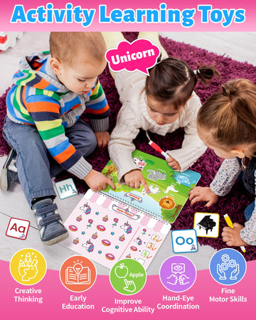 Benresive Montessori Busy Book For Toddlers 2-4, Preschool Toddler Learning Activities Crafts, Sticker Books For 2 3 4 Year Old Boys Girls Birthday Gifts, Autism Sensory Toys