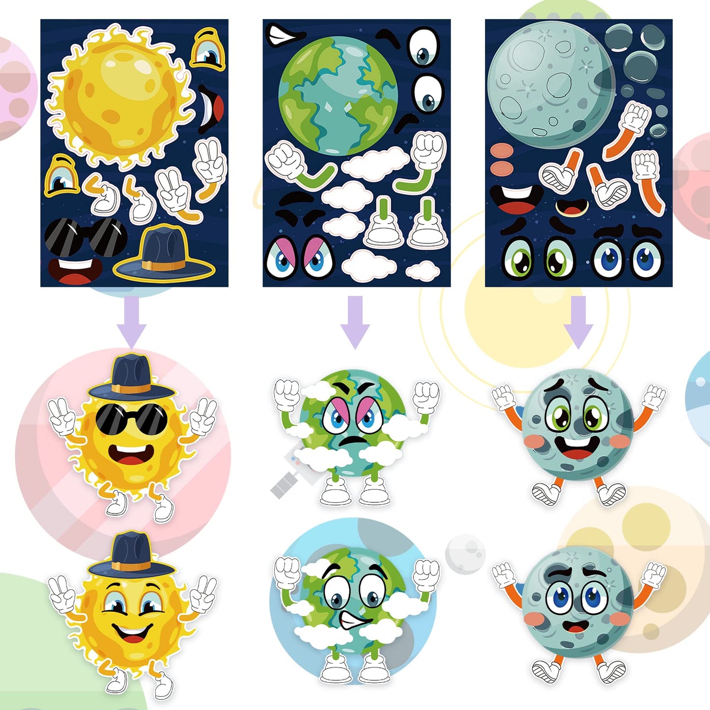 Dorgua Make-A-Face Sticker Set, Make A Space Stickers For Kids Boys, Diy Craft Stickers Face Stickers Decor, Make Your Own Space