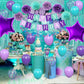 Mermaid Birthday Decorations Purple Teal Blue Party Balloons Happy Birthday Banner Dots Garland Purple Turquoise Green Fringe Cu