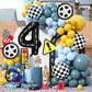 Race Car Birthday Balloons Decorations, 40 Inch Racetrack Black Number 4 Balloons, Large Mylar Black 4 Balloon For 4St Birthday