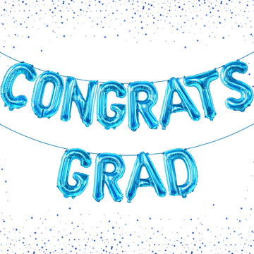 Katchon, Blue Congrats Grad Balloons - 16 Inch | Congrats Grad Banner Balloons For Graduation Decorations Class Of 2025 | Congratulations Balloons For Graduation Balloons Class Of 2025 Decorations