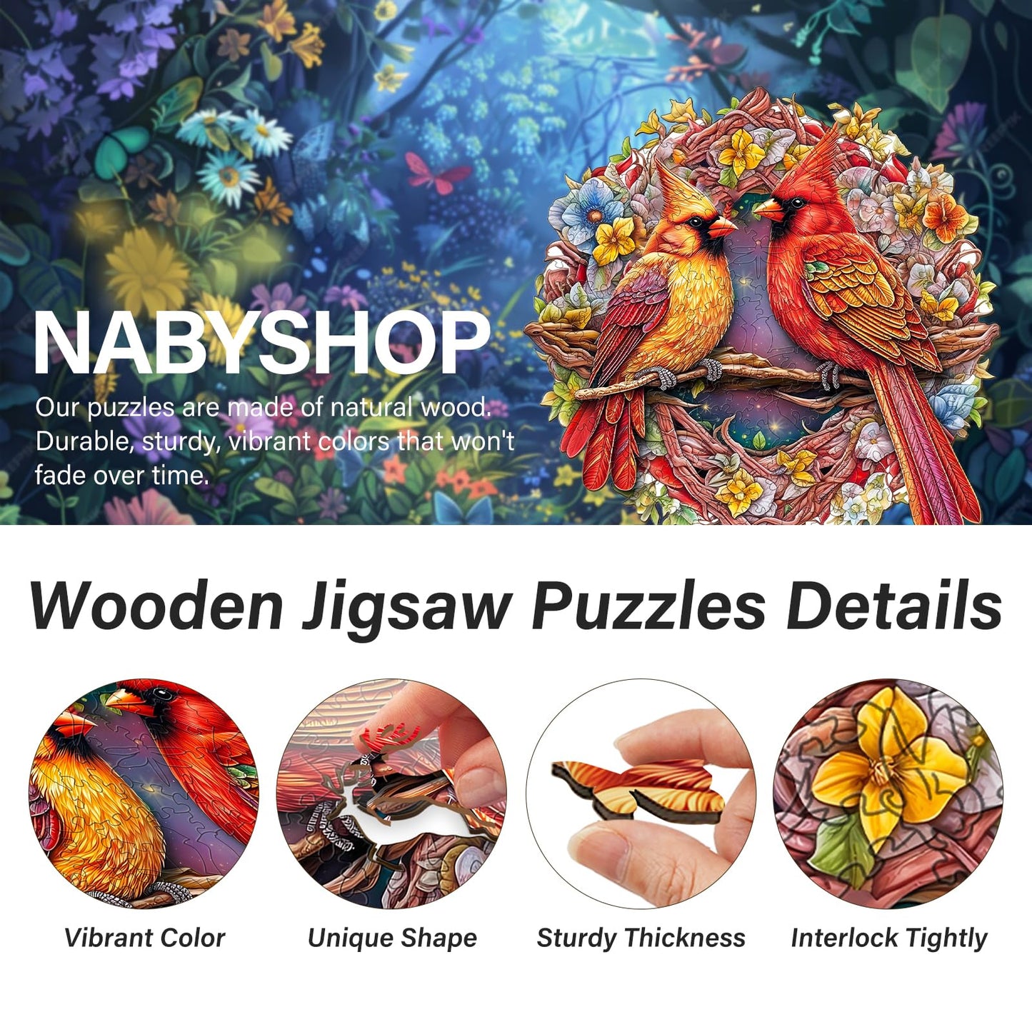 Wooden Puzzles for mature-themeds  Cardinal Wood Puzzles mature-themed  Unique Animal Shape Wooden Jigsaw Puzzle  Christmas Birthday Gifts for Women Men Puzzle Game Lovers (S - 9.9?9.8in - 100pcs)