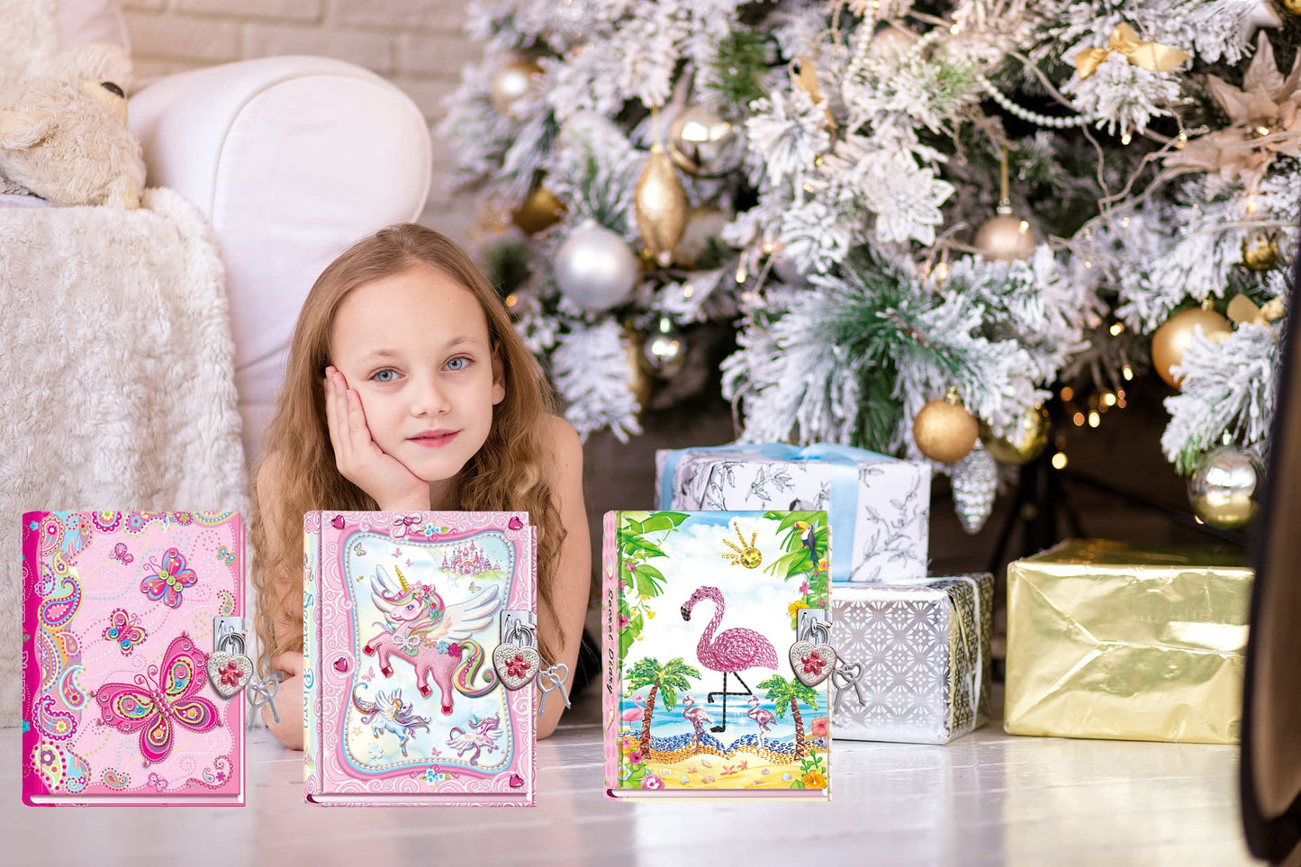 Dudubuy Magic Unicorn Diary With Lock For Kids Little Girls Diaries 5.25.X7X1' 300 Pages Lined Girls Journal Cute Secret Notebook With Lock 2 Keys For Kid Writing Drawing Unicorn Gifts For Age 5-10