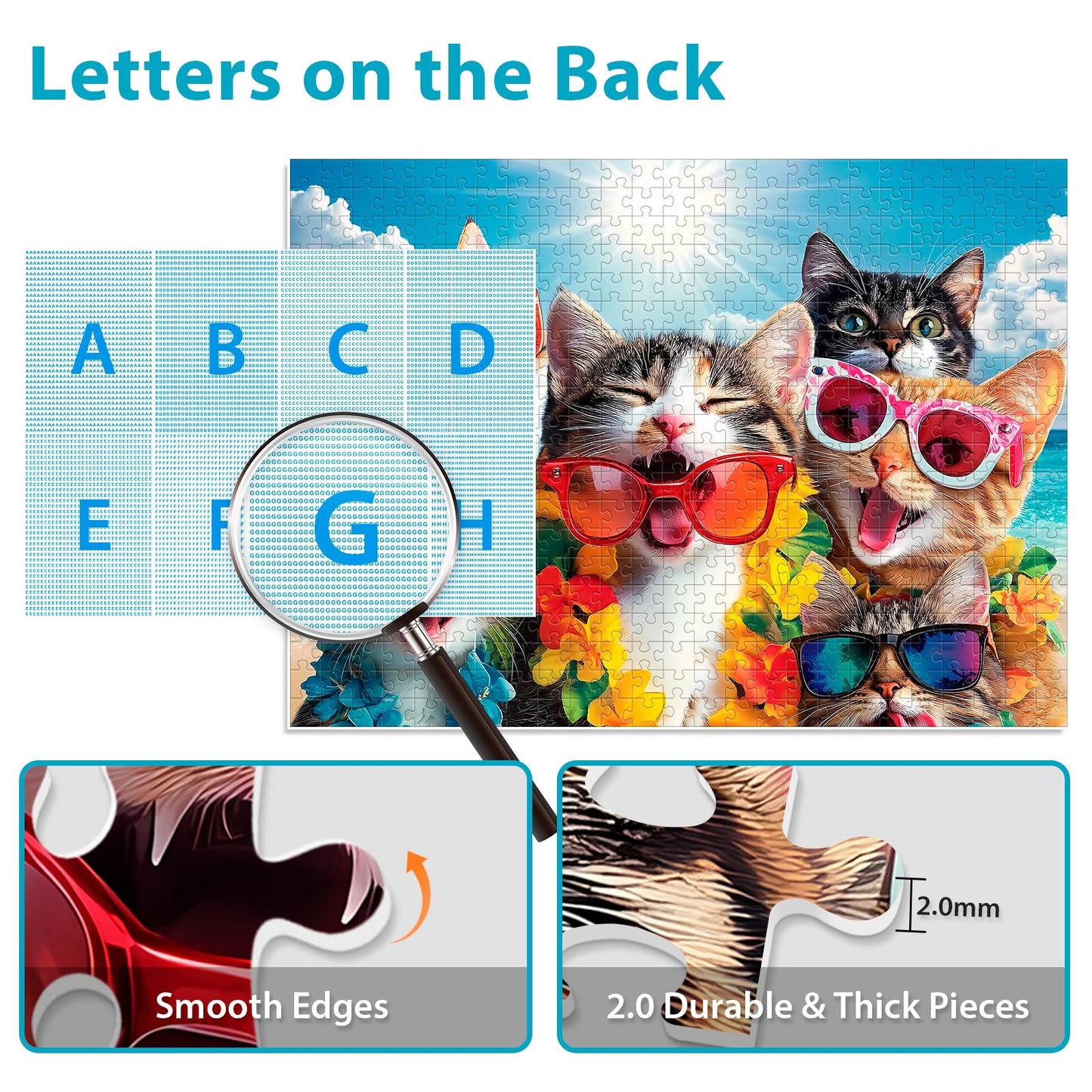 500 Pieces Puzzle for mature-themeds  Summer Cat Beach Jigsaw Puzzle for mature-themeds Kids Teens  Recycled Cardboard Puzzles 500 Pieces for Seniors  Challenging Puzzles Game Gift for Family Fun  20.5 x 15 in