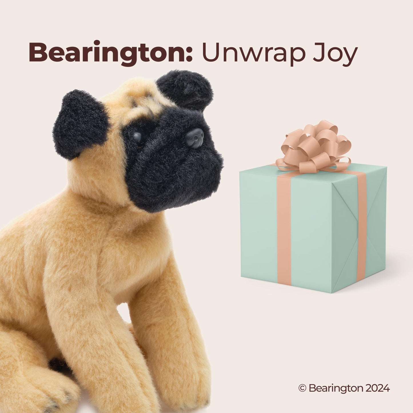 Bearington Lil' Pugsly Small Plush Pug Stuffed Animal Puppy Dog, 6 Inch