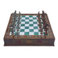 15 Handmade Chess Set With British Army Metal Chess Pieces, Luxury Storage Chess Board, For All Ages, Ideal For Father, (Green)