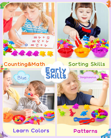 Yetonamr Counting Dinosaurs Montessori Toys For 3 4 5 Years Old Boys Girls, Toddler Preschool Learning Activities Toys For Kids Ages 2-4, 3-5, 4-8, Birthday Gifts Sensory Toys
