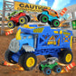 KARMOUNT Monster Trucks Hauler with 3 Mini Trucks, Blue, Plastic, Model SQ86002-1, Gift for Kids 3 Years & Up