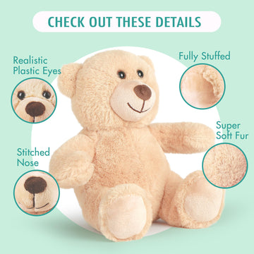 Benben Teddy Bear Stuffed Animal, 5 Pack 8 Inch Small Stuffed Teddy Bear Bulk, Shaggy Plush Toy, Baby Shower Decoration, Gifts F