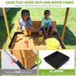 Gutinneen Sandbox With Lid And Cover For Kids Outdoor With 2 Foldable Bench Seats, Adjustable Canopy And Sand Protection Liner,
