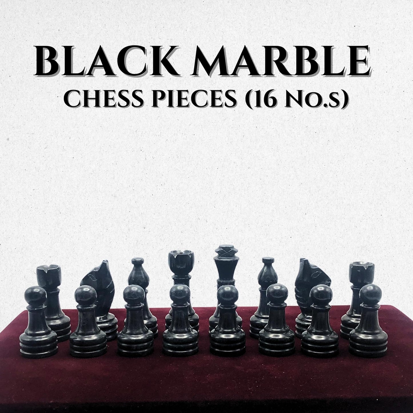 OceanicX Premium Marble Chess Pieces Set – 32-Piece Replacement for 12-15 Inch Boards, Black and White
