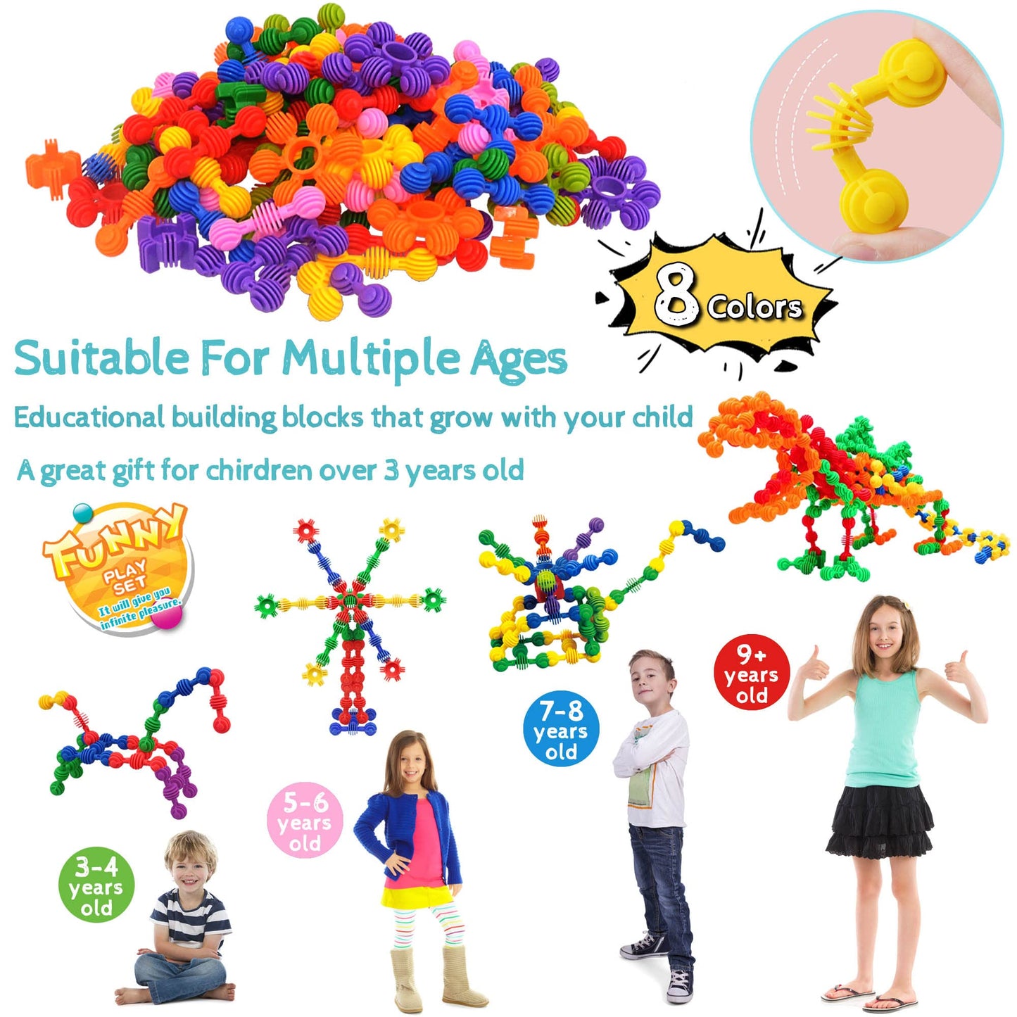 Kids Building Blocks Stem Toys, 120 Pcs Plastic Gear Interlocking Sets That Bends - Safe Material - Toddler Educational Toy For Girls And Boys Aged 3+
