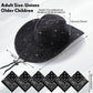 Zhanmai 12 Pcs Cowboy Hat and Bandana Cowboy Cowgirl Hats Bulk Western Party Costume Halloween Accessory(Black,Sparkly Polyester