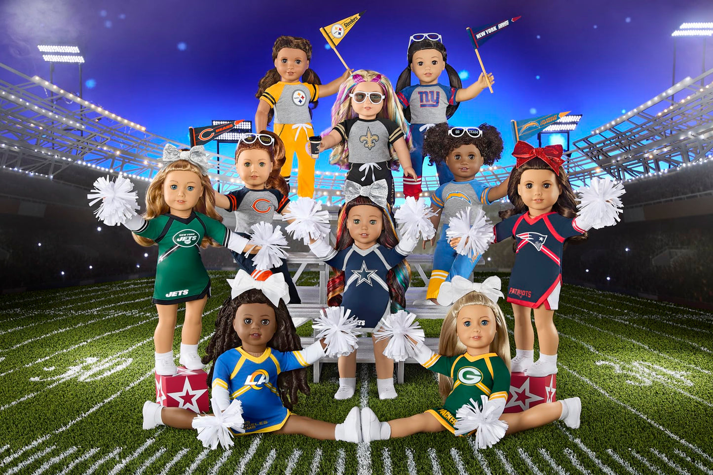 American Girl Pittsburgh Steelers 18 Inch Doll Fan Outfit And Accessories, Black And Yellow, 6 Pcs, Ages 6+