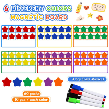 Looikoos Magnetic Ten-Frame Set,Math Manipulative Games For Elementary Classroom & Kindergarten,Early Education Math Enlightenment Toys, Math Aids Accessories Supplies For Classroom