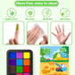D-FantiX Dot Art Sticker Activity Book with Ink Pad, Mess-Free Finger Painting for Toddlers, Dinosaur, Animal, Outer Space, Vehi