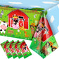 Kasyat Farm Animals Party Tablecloth Farmhouse Disposable Plastic Table Cover Barnyard Farm Animal Theme Party Decorations for B