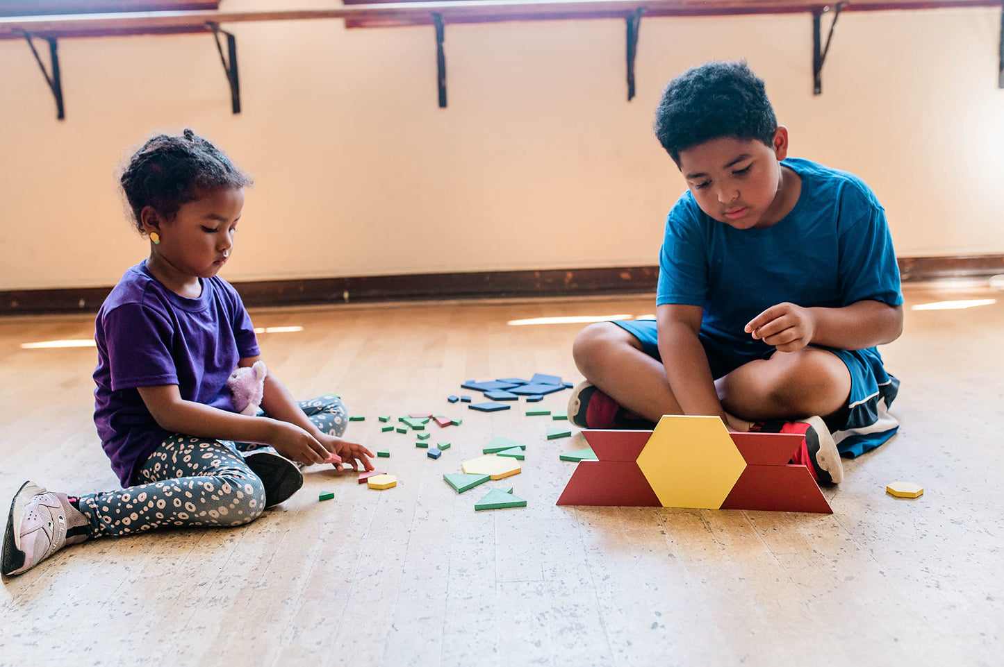 Math For Love Upscale Pattern Blocks – Award Winning Steam Toy - 4+ - Multi-Colored Geometric Wooden Pieces In 4 Different Shapes - Nurtures Creativity
