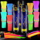 HONLYNE 300 Pcs Glow Sticks Bulk Party Pack, 8 Glow in the Dark Party Supplies, Glow in the Dark Light Up Sticks with Connecto