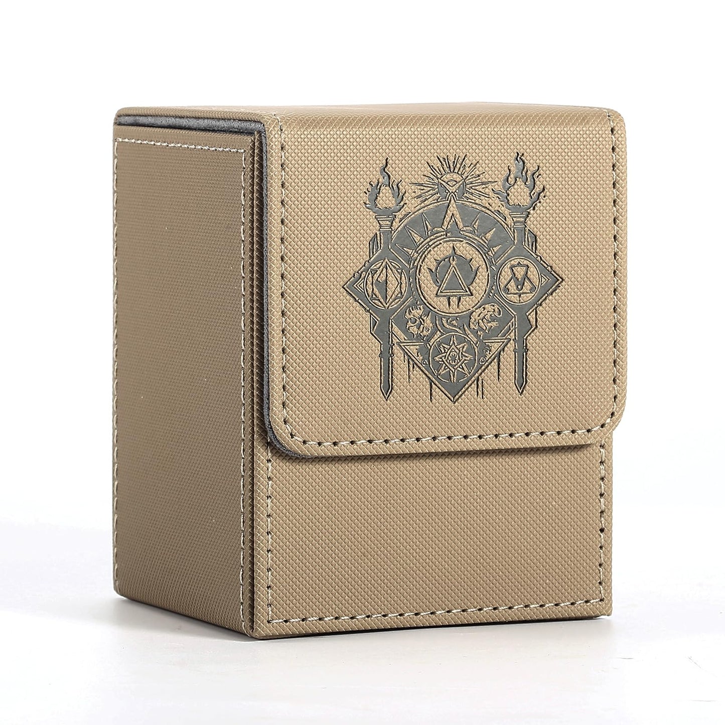 Komick enhanced PU Leather Card Deck Box for Magic The Gathering  Yugioh  Holds 100+ Deck Case with 2 Dividers for Collectible Trading Cards MTG Deck Box  TCG  CCG (Sand Golem)