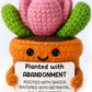 Funny Coworker Leaving Gift - Crochet Succulent Plush with Humor Message - Farewell Gift for Women Who are Quitting, Burned Out,