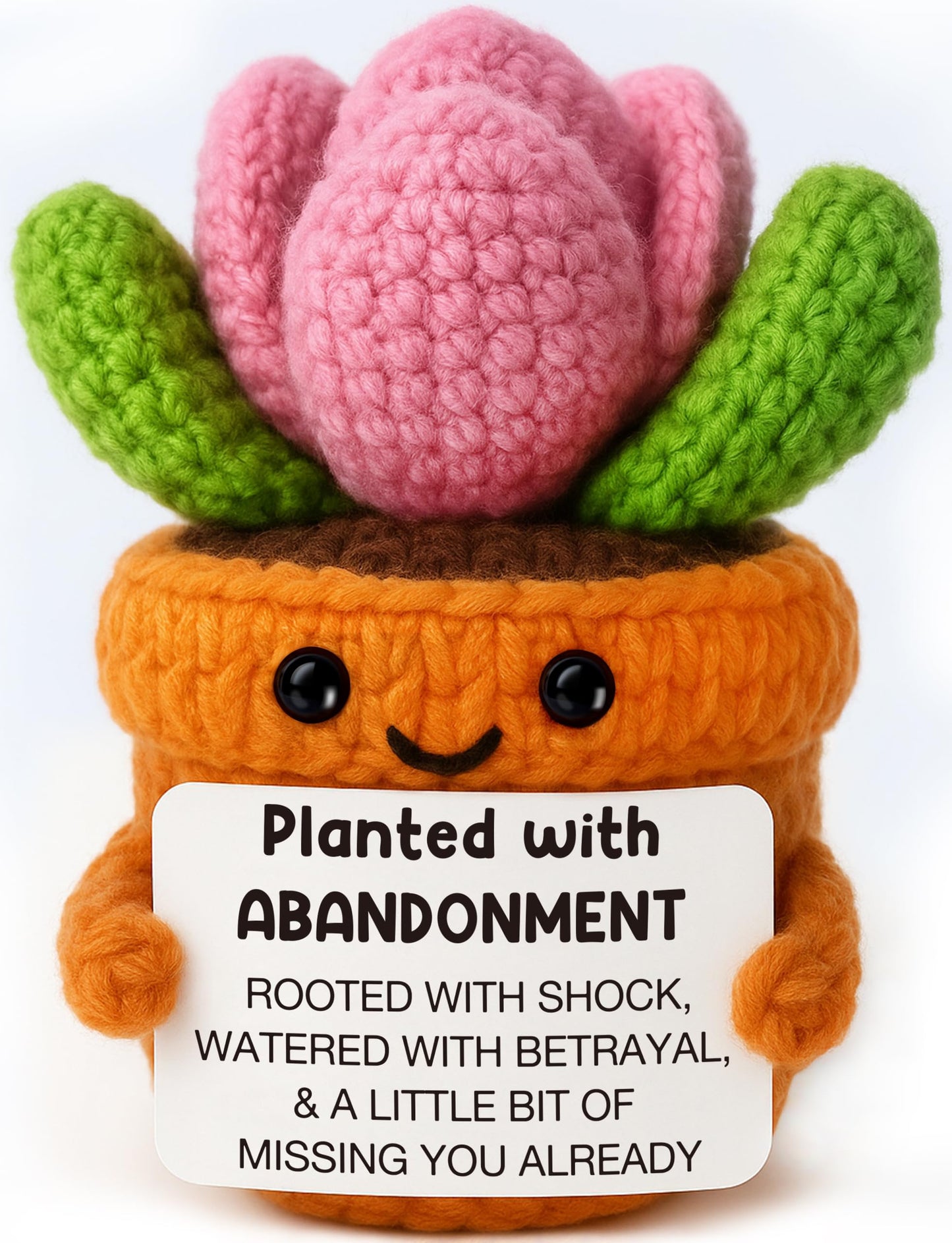 Funny Coworker Leaving Gift - Crochet Succulent Plush with Humor Message - Farewell Gift for Women Who are Quitting, Burned Out,