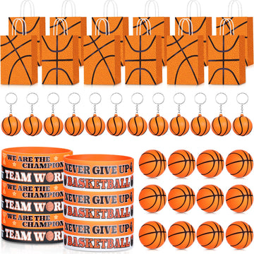 Leinuosen 48 Pcs Basketball Party Favors Supplies Including 12 Basketball Party Gift Bags 12 Mini Basketball Stress Balls 12 Bas