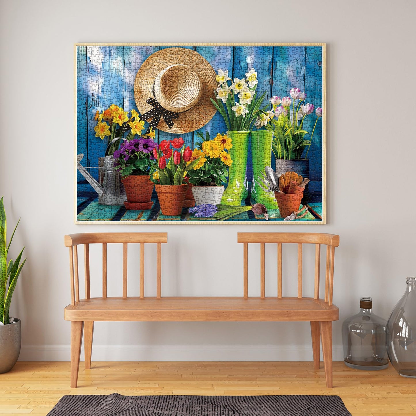 Colorful Flowers Puzzles For Adults 1000 Pieces, Beautiful Plant Pot Garden Floral Jigsaw Puzzles, Spring Tools Tulip Daisy Puzz