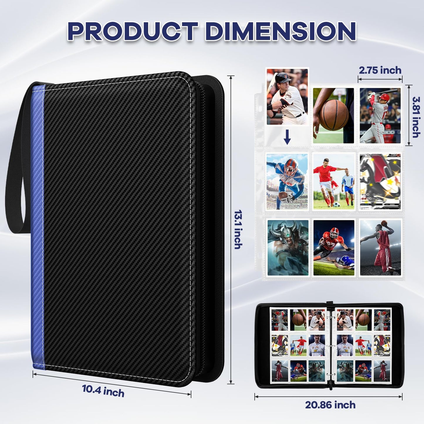 Trading Card Binder with Sleeves  720 Double Sided Pocket Trading Card Binder enhanced 9 Pocket PU Card Collection Binder  Collectible Card Albums Card Folder for MTG  TCG  Sports Cards  Game Cards