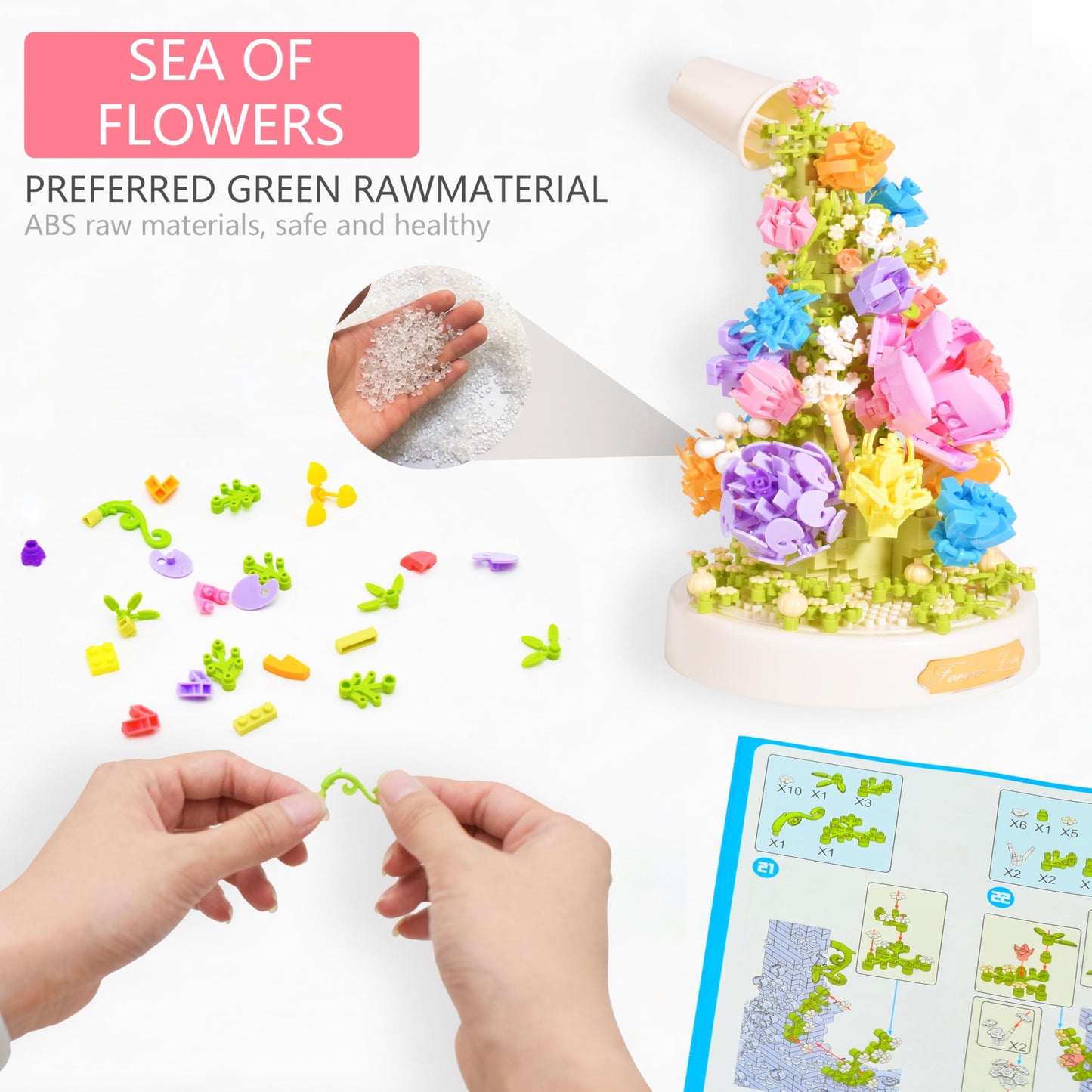 LUKHANG Sea of Flowers That Never Wither Building Block Set Micro Blocks Building Toys Building Blocks mature-themeds Sets for mature-themed is Suitable As A Gift for Children  Family  Lovers  Friends