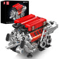 Mould King W16 Engine Building Blocks Set  10163 Combustion Engine Model That Runs  Mini Engine Build Kit for mature-themeds with Battery and Motor  Engineering Construction STEM Toy for Boys Girl (952 Pcs)