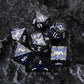 Soar Forge Metal Dice for DND - Beautiful Blue Glitter Cracks Dice Set Compatible with Dungeons and Dragons and Other RPG, Dice