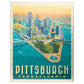 MyPuzzle Pittsburgh, PA: Bird's Eye View, Vintage Poster - Premium 100 Piece Jigsaw Puzzle for Adults