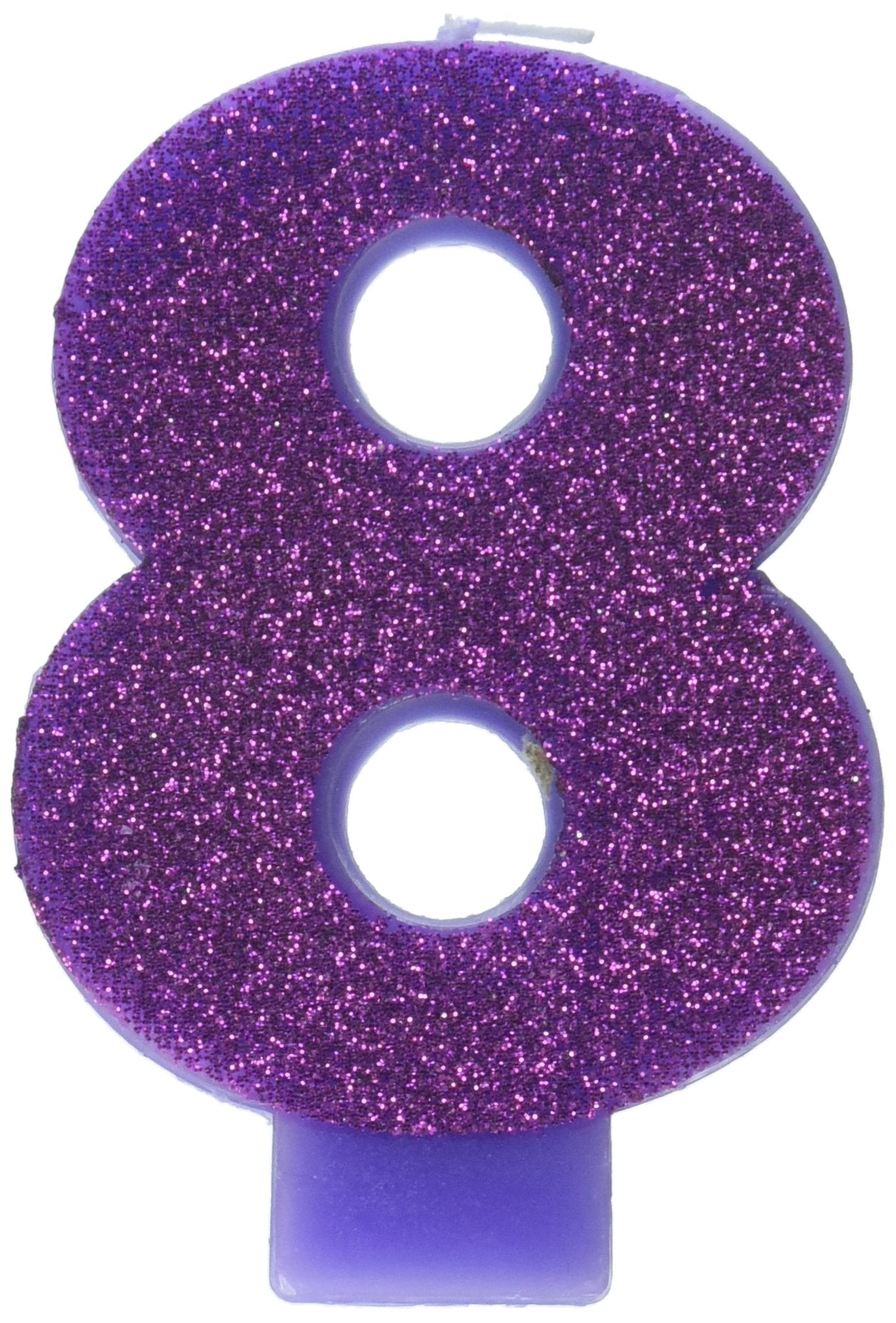 Amscan Birthday Celebration, Numeral #8 Glitter Candle, Party Supplies, Purple, 3 1/4, Model: