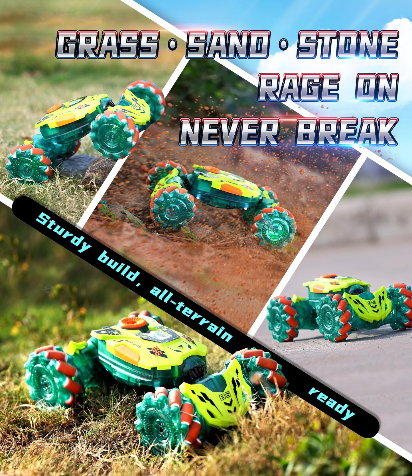 A Alpha Gesture Remote Control Car, Rc Stunt Car With 360 Flips 2.4Ghz 4Wd Remote Control Toy With Lights Music Birthday Xmas Gi