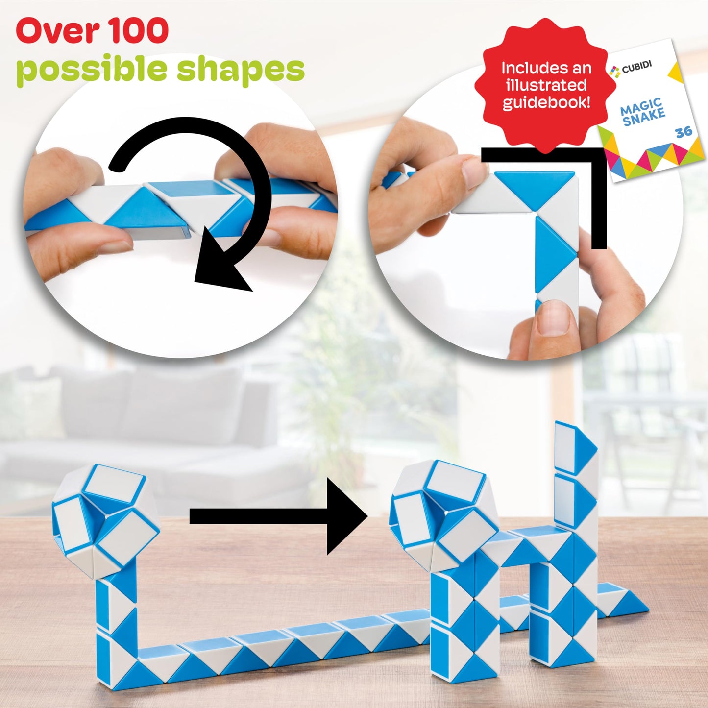 Cubidi Magic Snake Cube | Fidget Snake Toy For Kids | Travel Toys For Kids Ages 4-8 | Great Gift For Boys And Girls Birthday, Ch